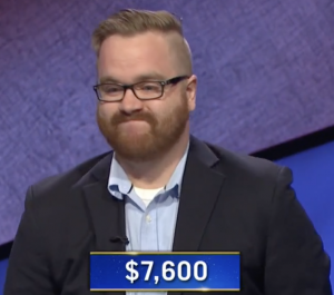 Brendan Sargent, today's Jeopardy! winner (for the March 16, 2021 game.)