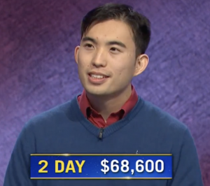 Bryce Hwang, today's Jeopardy! winner (for the March 30, 2021 game.)