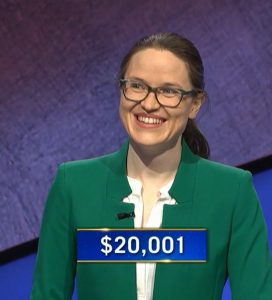 Kathryn Peters, today's Jeopardy! winner (for the March 22, 2021 game.)