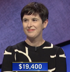 Laura Portwood-Stacer, today's Jeopardy! winner (for the March 5, 2021 game.)