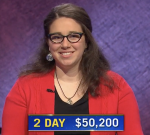 Jamie Logan, today's Jeopardy! winner (for the May 6, 2021 game.)