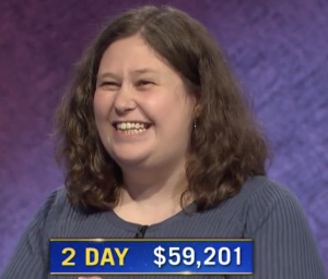 Jen Jazwinski, today's Jeopardy! winner (for the July 9, 2021 game.)