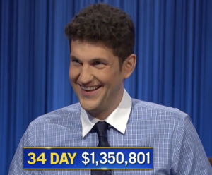 Matt Amodio, today's Jeopardy! winner (for the October 4, 2021 game.)
