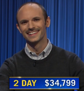 Dane Reighard, today's Jeopardy! winner (for the November 9, 2021 game.)