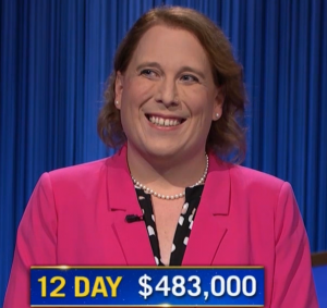 Amy Schneider, today's Jeopardy! winner (for the December 2, 2021.)