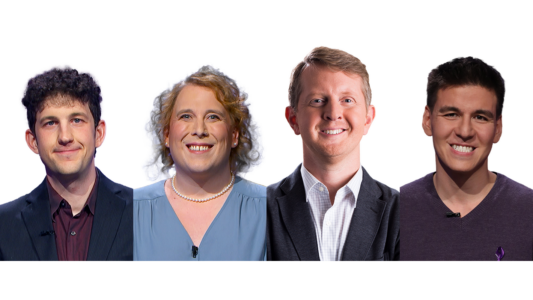 Matt Amodio, Amy Schneider, Ken Jennings, and James Holzhauer.