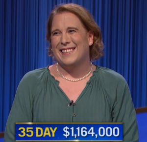 Amy Schneider, today's Jeopardy! winner (for the January 18, 2022 game.)