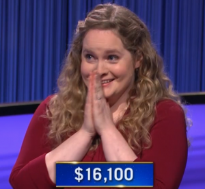 Amy Bekkerman, today's Jeopardy! winner (for the March 14, 2022 game.)
