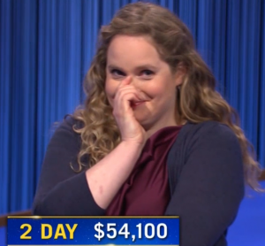 Amy Bekkerman, today's Jeopardy! winner (for the March 15, 2022 game.)