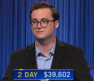Finn Corrigan, today's Jeopardy! winner (for the March 18, 2022 game.)