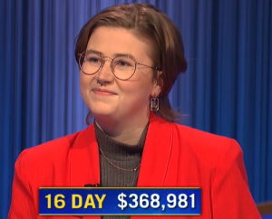 Mattea Roach, today's Jeopardy! winner (for the April 26, 2022 game.)