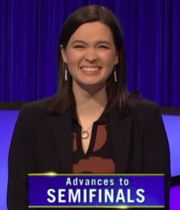 Claire Sattler, today's Jeopardy! winner (for the February 27, 2023 game.)