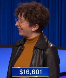 Deb Bilodeau, today's Jeopardy! winner (for the April 18, 2023 game.)