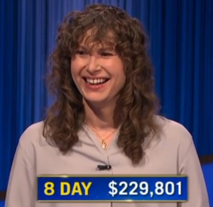 Hannah Wilson, today's Jeopardy! winner (for the May 12, 2023 game.)