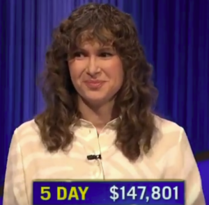 Hannah Wilson, today's Jeopardy! winner (for the May 9, 2023 game.)