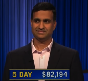 Suresh Krishnan, today's Jeopardy! winner (for the June 12, 2023 game.)