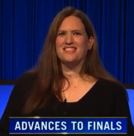 Michalle Gould, today's Jeopardy! winner (for the September 26, 2023 game.)