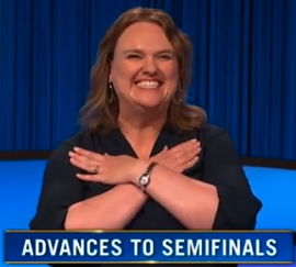 Emily Sands, today's Jeopardy! winner (for the October 25, 2023 game.)