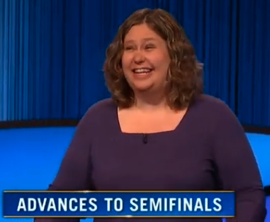 Jen Jazwinski, today's Jeopardy! winner (for the November 9, 2023 game.)