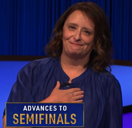 Rachel Dratch, today's Celebrity Jeopardy! winner (for the November 15, 2023 game.)
