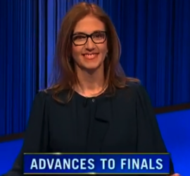 Iris Masucci, today's Jeopardy! winner (for the December 21, 2023 game.)