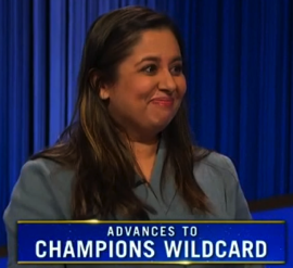 Juveria Zaheer, today's Jeopardy! winner (for the December 25, 2023 game.)