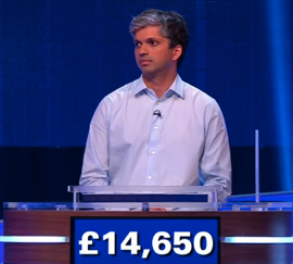 Keshava Guha, today's Jeopardy! UK winner (for the January 8, 2024 game.)