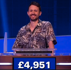 Michael Hutchinson, today's Jeopardy! UK winner (for the January 12, 2024 game.)