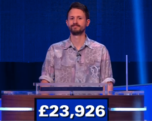 Michael Hutchinson, today's Jeopardy! UK winner (for the January 17, 2024 game.)