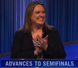 Emily Sands, today's Jeopardy! winner (for the February 23, 2024 game.)
