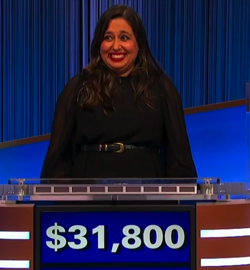Juveria Zaheer, today's Jeopardy! winner (for the February 2, 2024 game.)