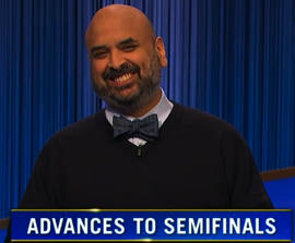Sriram Krishnan, today's Jeopardy! winner (for the February 12, 2024 game.)