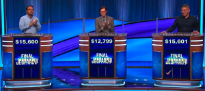 Jeopardy! scores for the March 12, 2024 game.