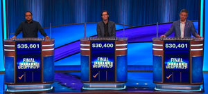 Today's Jeopardy! scores (for the August 13, 2024 game.)