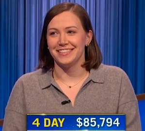 Amy Hummel, today's Jeopardy! winner (for the April 29, 2024 game.)