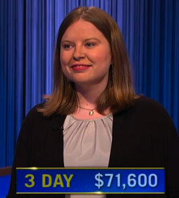 Adriana Harmeyer, today's Jeopardy! winner (for the May 31, 2024 game.)