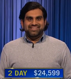 Amar Kakirde, today's Jeopardy! winner (for the May 23, 2024 game.)