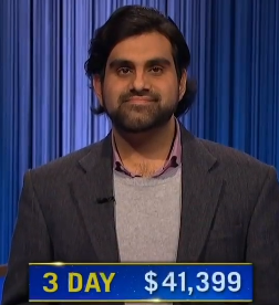 Amar Kakirde, today's Jeopardy! winner (for the May 24, 2024 game.)