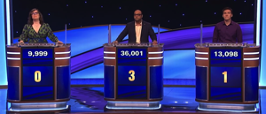 Tonight's Jeopardy! Masters scores (for the May 17, 2024 first game.)