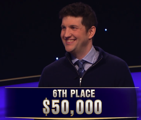 Matt Amodio finished 6th place and won $50,000 in Jeopardy! Masters Season 2.