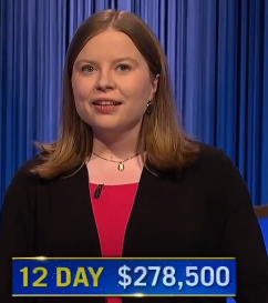 Adriana Harmeyer, today's Jeopardy! winner (for the June 13, 2024 game.)