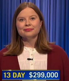Adriana Harmeyer, today's Jeopardy! winner (for the June 14, 2024 game.)