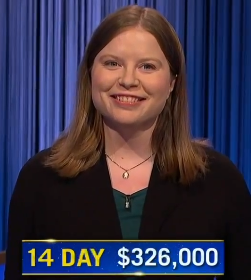 Adriana Harmeyer, today's Jeopardy! winner (for the June 17, 2024 game.)