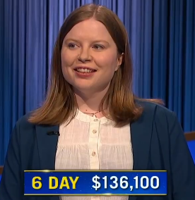 Adriana Harmeyer, today's Jeopardy! winner (for the June 5, 2024 game.)