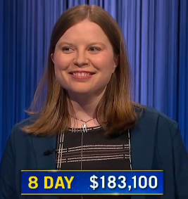 Adriana Harmeyer, today's Jeopardy! winner (for the June 7, 2024 game.)
