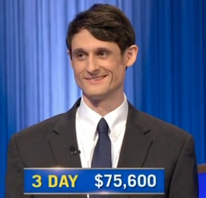 Alex DeFrank, today's Jeopardy! winner (for the March 18, 2025 game.)