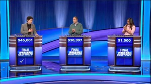 Today's Jeopardy! final scores (for the September 3, 2025 game), with Matt Amodio winning today's game.