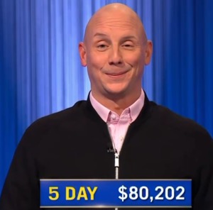 Josh Weikert, today's Jeopardy! winner (for the March 27, 2025 game.)