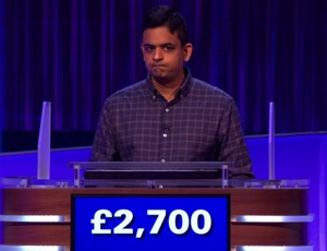 Sree Kanthamneni, today's UK Jeopardy winner (for the March 19, 2025 game.)