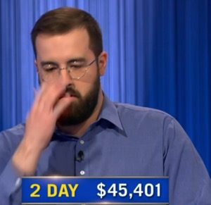 Andrew Hayes, today's Jeopardy! winner (for the November 8-9, 2025 game.)